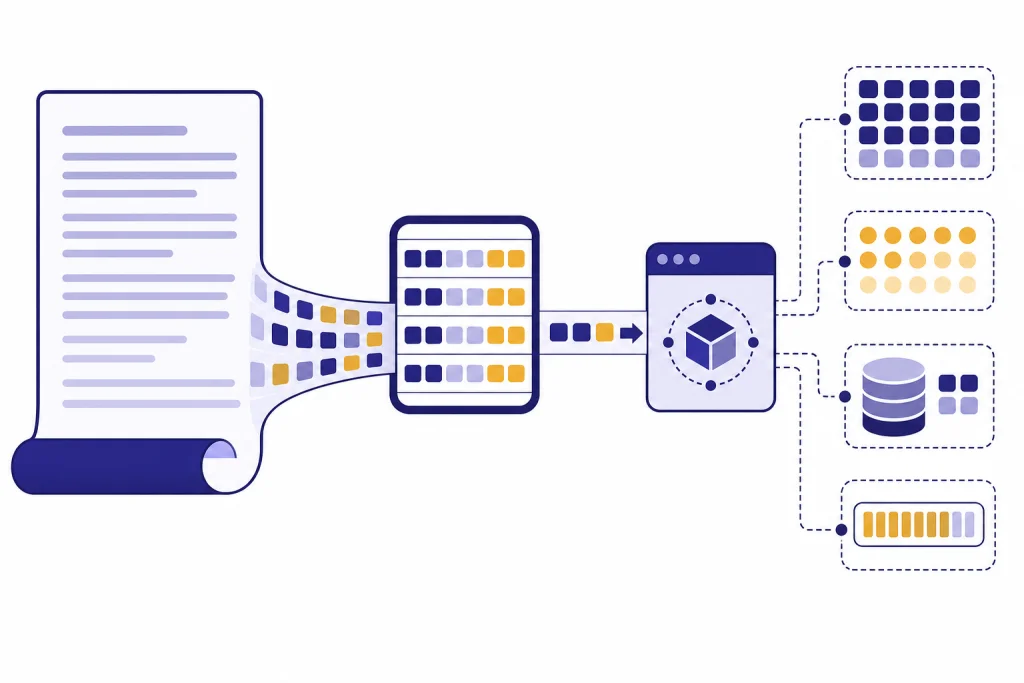 OpenAI token counter concept with input and output token blocks Token meter showing prompt text flowing into an API request panel