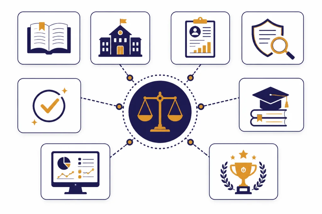 Eight product cards surround a central decision hub with distinct use-case icons.