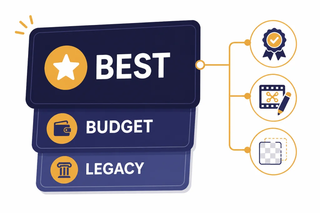 Quick Image Model Decision Decision cards for best, fallback, and legacy image model choices with quality and cost icons.
