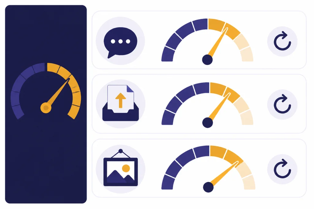 Separate Tool Limits Split dashboard with separate meters for messages, files, and images.