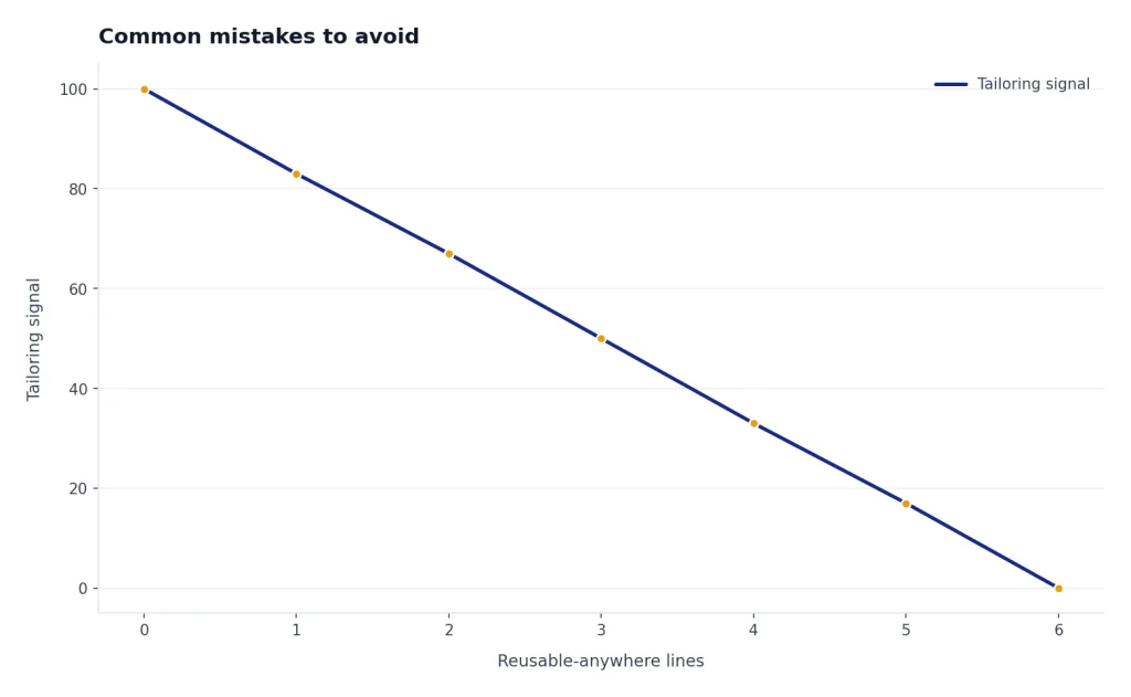 Line chart: tailoring signal falls from 100 to 0 as reusable-anywhere lines rise from 0 to 6.