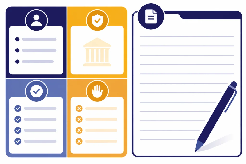 Support Prompt Template Prompt template card with role, policy source, checklist, guardrail blocks, and a draft reply sheet.