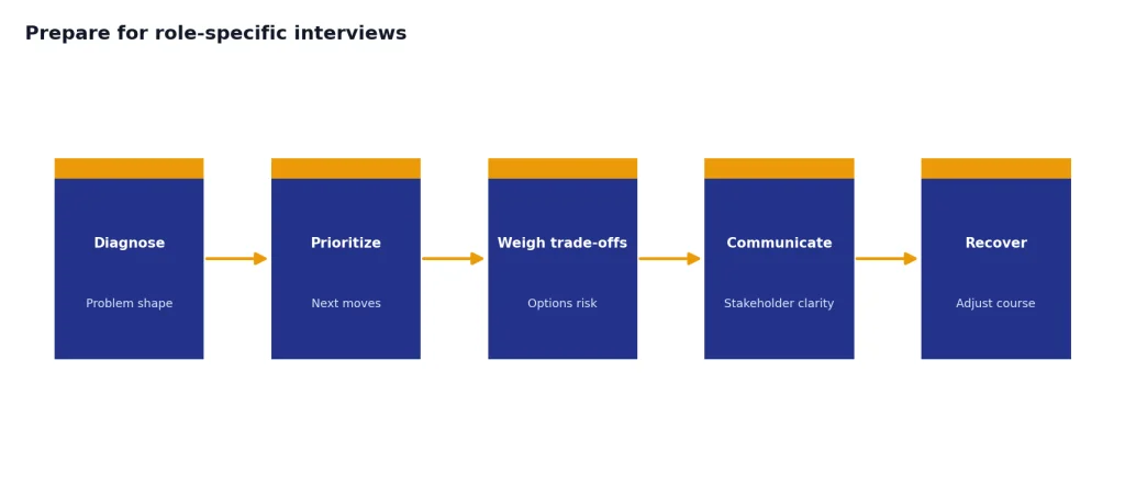 Process with 5 stages: Diagnose, Prioritize, Weigh trade-offs, Communicate, Recover.