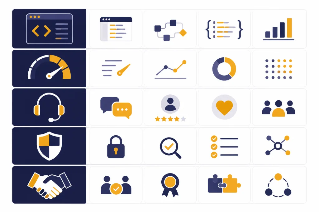 OpenAI Role Families Five-row role-family table with icons for code, speed, support, safety, and partnerships.