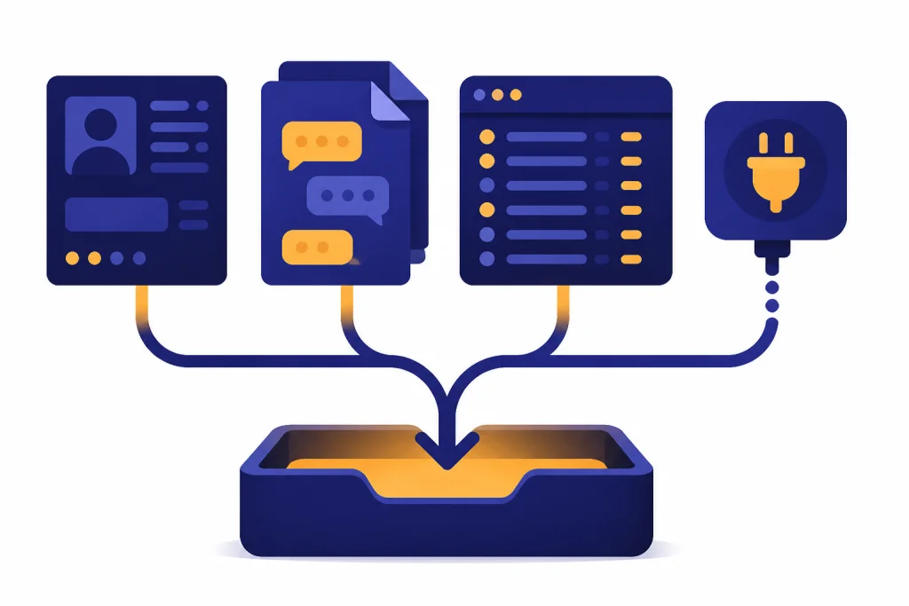 Four data buckets for account, chat, device log, and connected-service information.