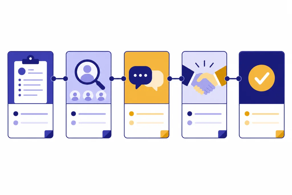 Sales Prompt Workflow Connected prompt cards flow from a deal brief into discovery, objection, negotiation, and close stages.