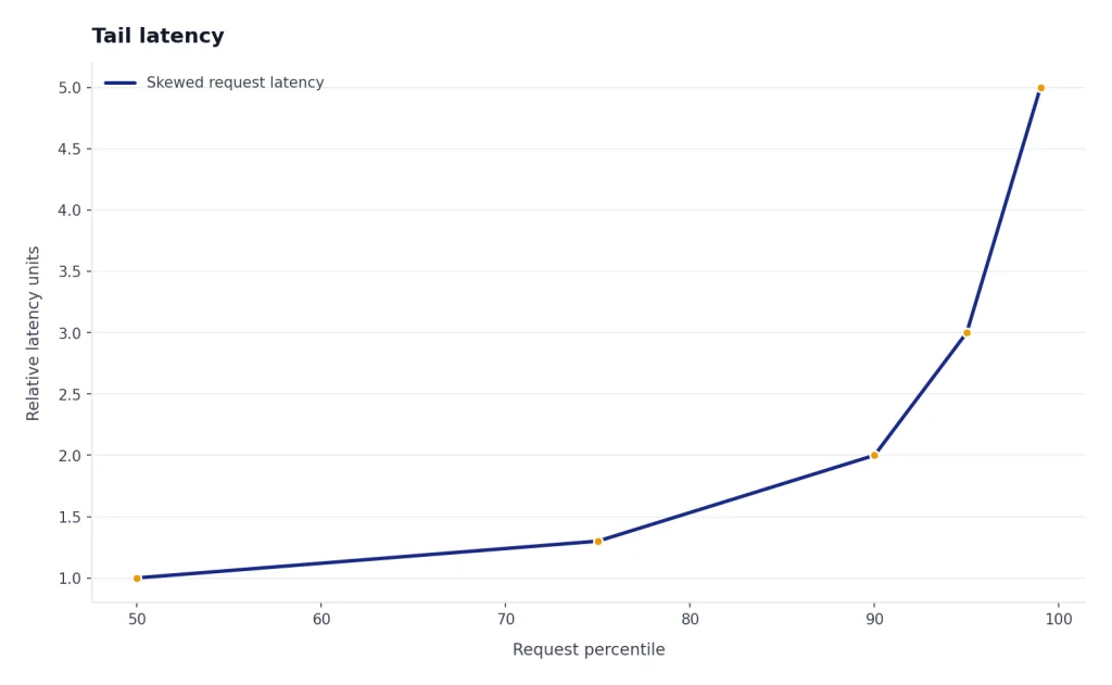 Illustrative tail-latency chart showing that higher percentiles are slower than the median.