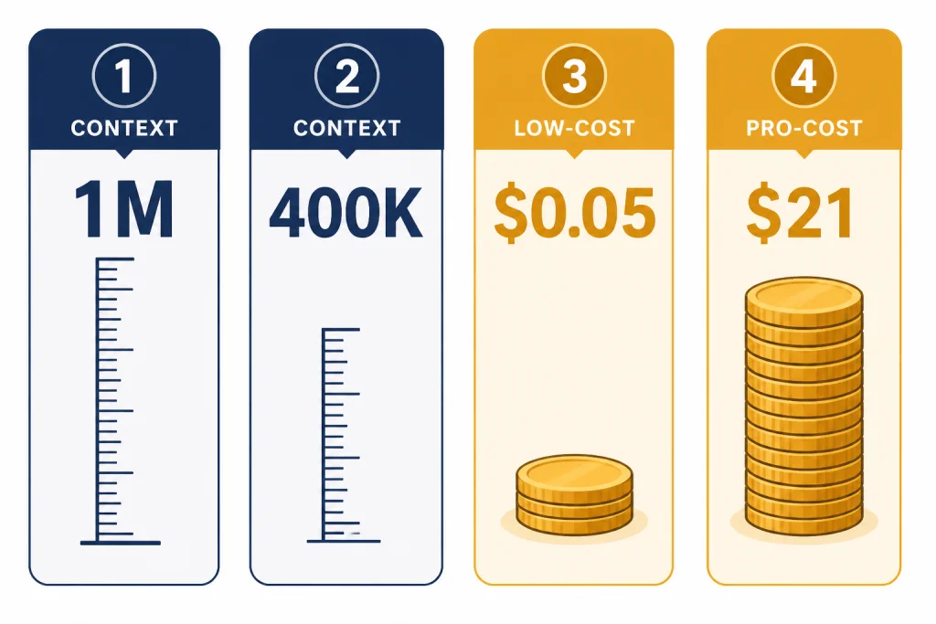 Four comparison cards labeled 1M, 400K, $0.05, and $21 with ruler marks and coin stacks.