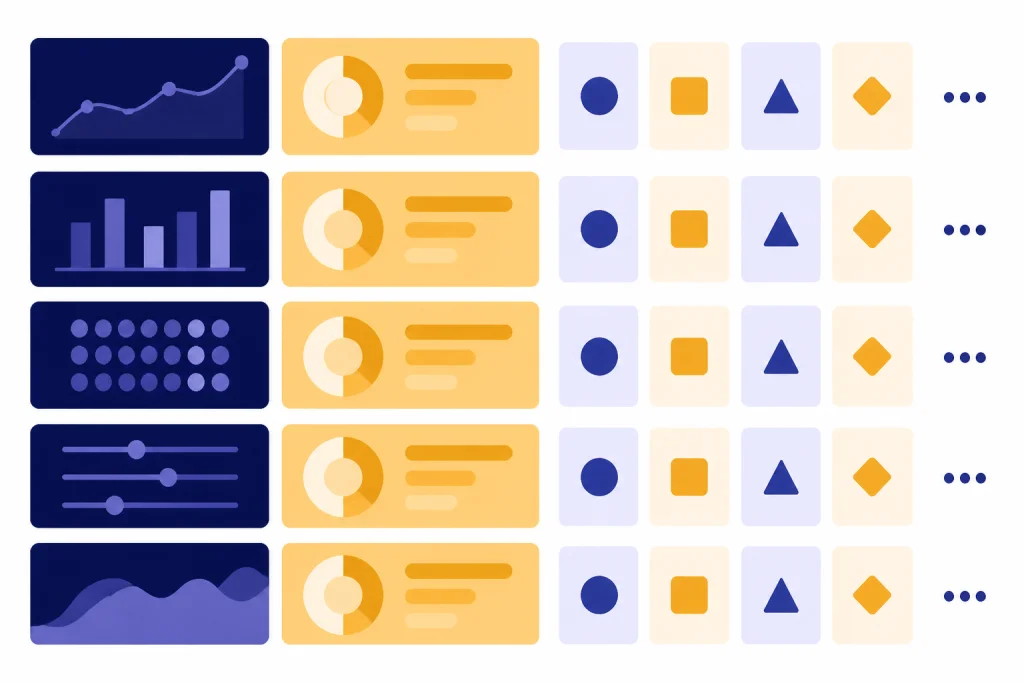 Five-row dashboard table with two oversized funding cards and smaller cards beneath them.